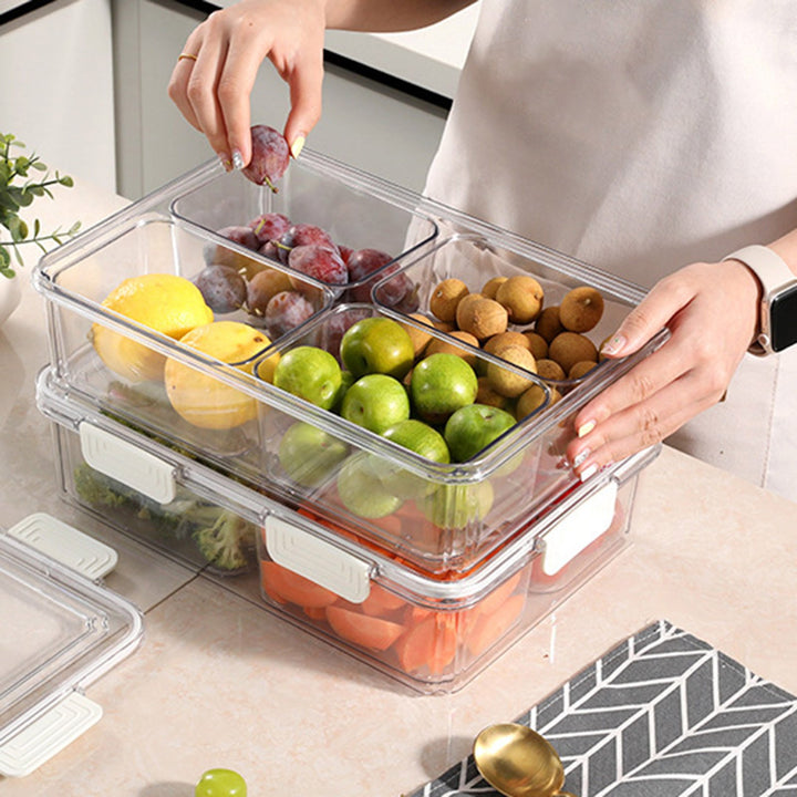 Fruit Storage Container with Handle Large Capacity Food Grade BPA Free Sealing Strips Design Leakproof Transparent Food Image 3