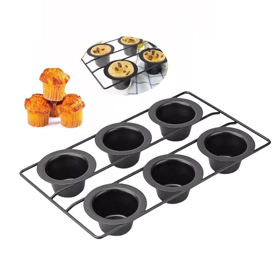 Popover Cake Pan Non-Stick Muffin Cupcake Bakeware for Oven Baking Vertical Cup Design 6-Cavity Versatile Waffle Pudding Image 1