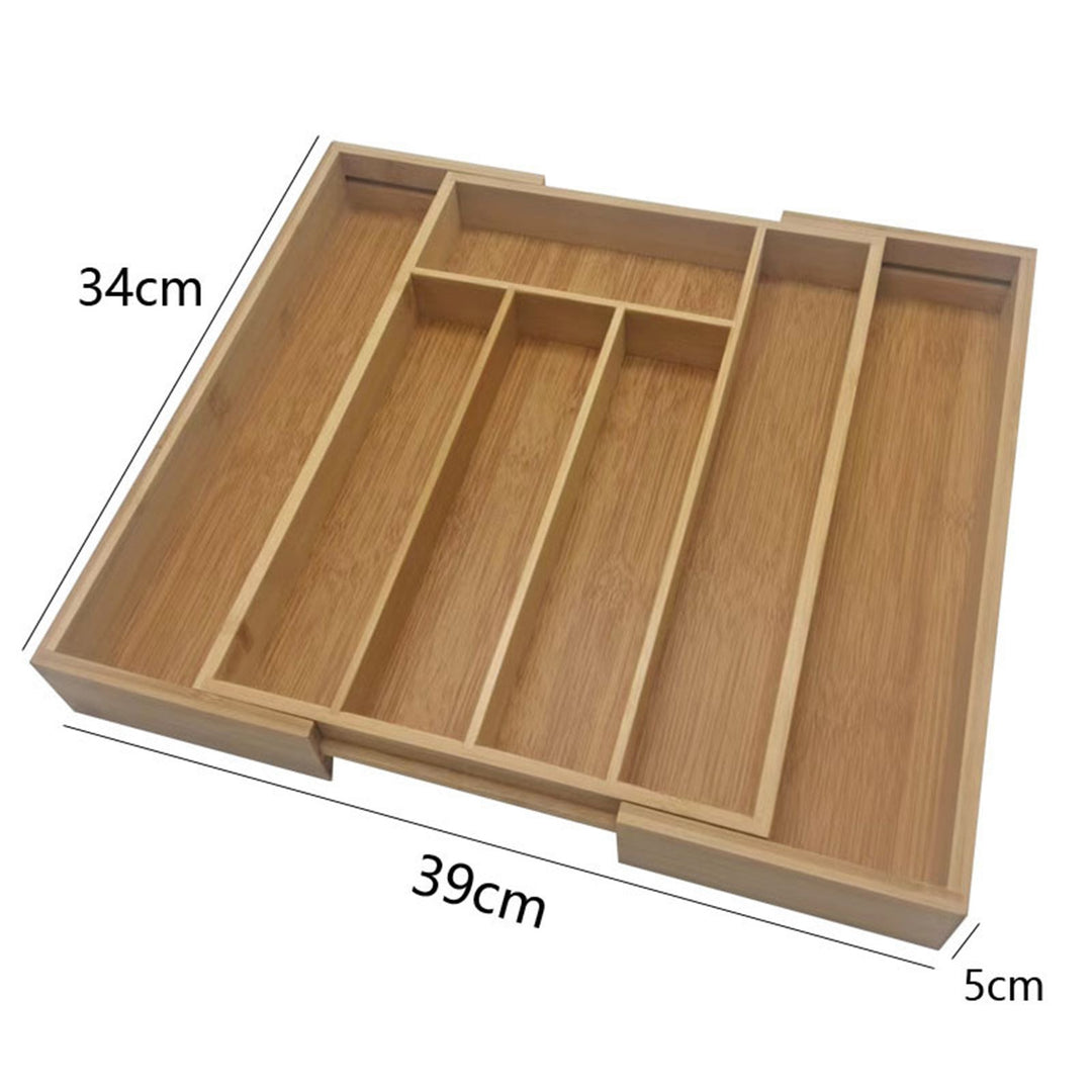 Bamboo Drawer Organizer Expandable 5-7 Compartments Adjustable Width Easy to Clean Cutlery Tray for Kitchen Utensils Image 4