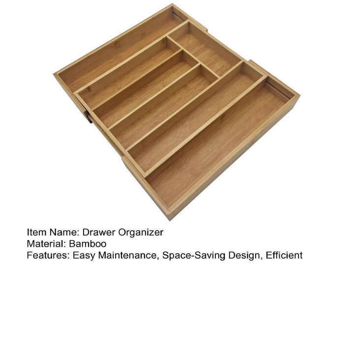 Bamboo Drawer Organizer Expandable 5-7 Compartments Adjustable Width Easy to Clean Cutlery Tray for Kitchen Utensils Image 12