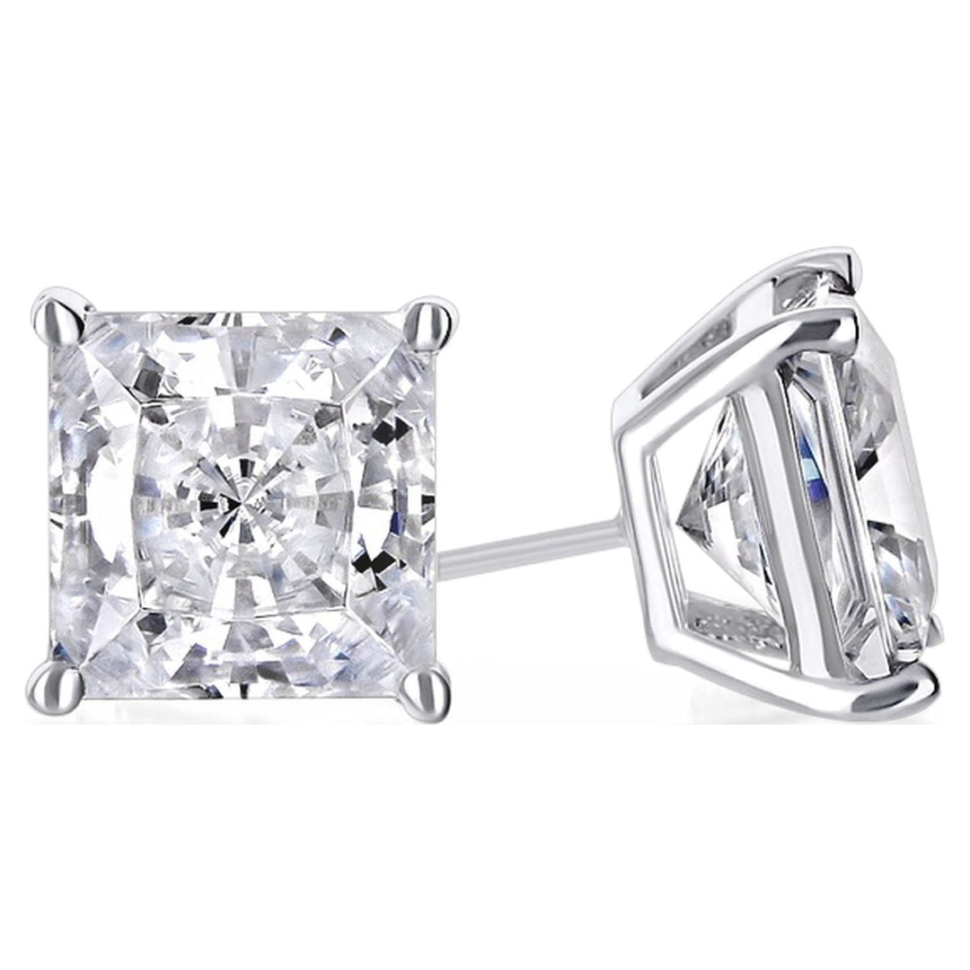 18k White Gold 3 Ct White Sapphire Princess Cut Stud Earrings by Paris Jewelry Image 1