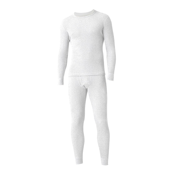 Mens 4-Piece Cotton Waffle Knit Thermal Underwear Set 100% Soft Comfortable Image 9