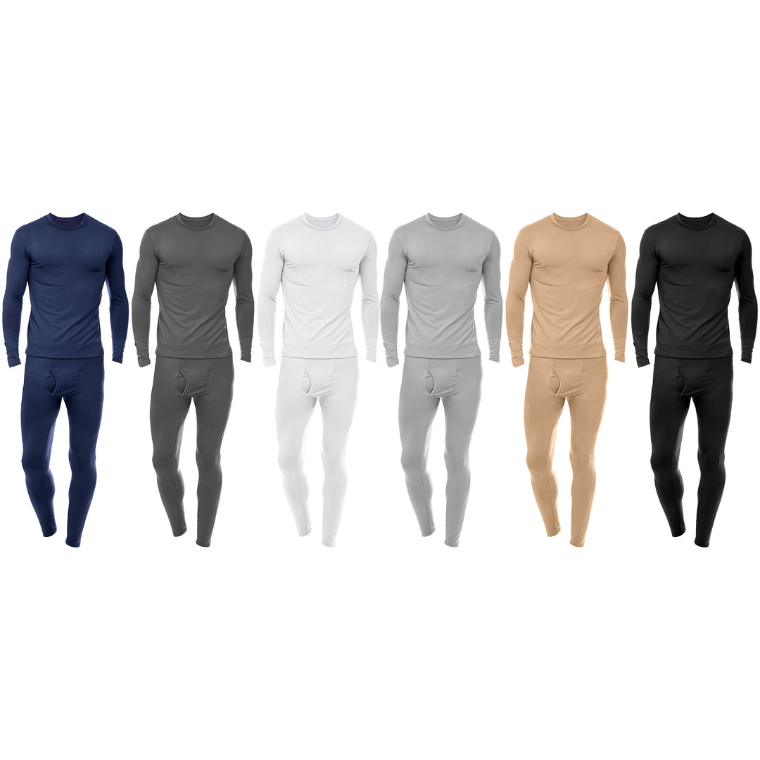 Mens Fleece Lined Thermal Underwear Set Moisture Wicking Warm Cold Weather Image 3