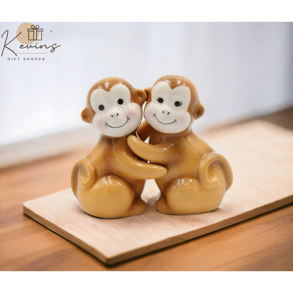 Ceramic Brown Monkey Salt and Pepper Shakers 2.125x1.75x3.125 for Image 2