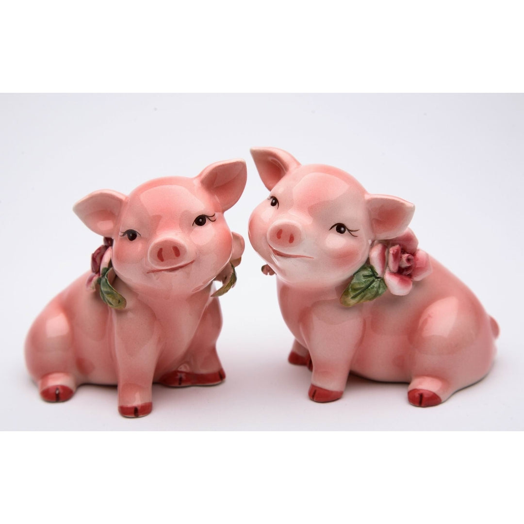 Hand Painted Ceramic Pig Salt and Pepper Shakers 3 inch Gift Image 4