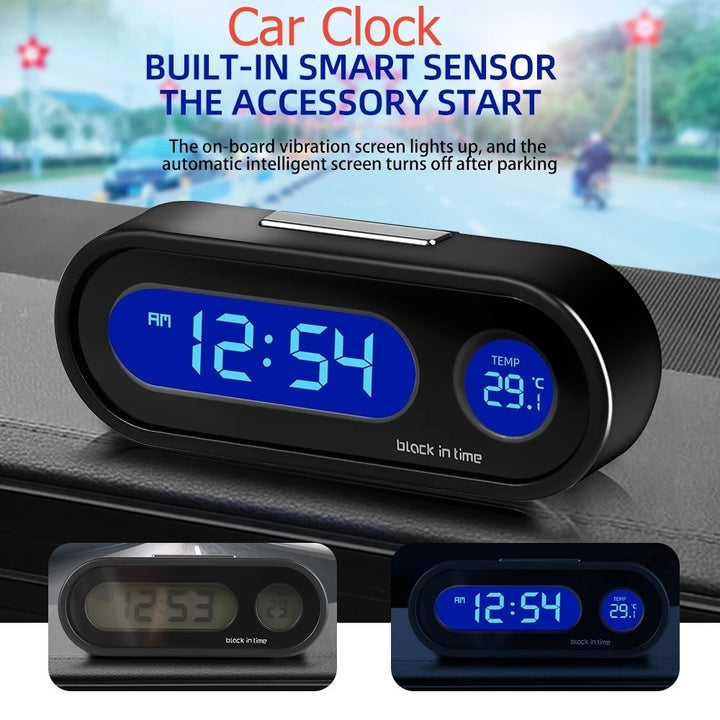 Mini Electronic Car Clock Digital Display LCD Backlight Thermometer Black 3.09in Image 4