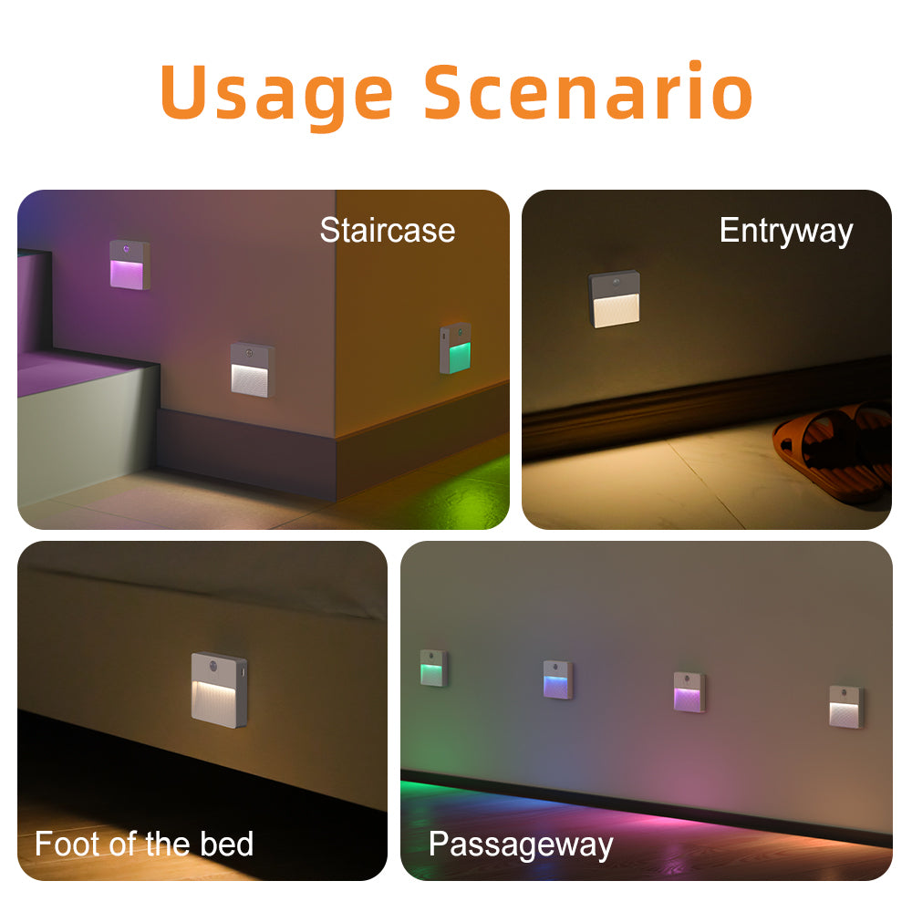 Motion Sensor LED Night Light USB Rechargeable Dimmable Multicolor 78mm x 78mm Image 2