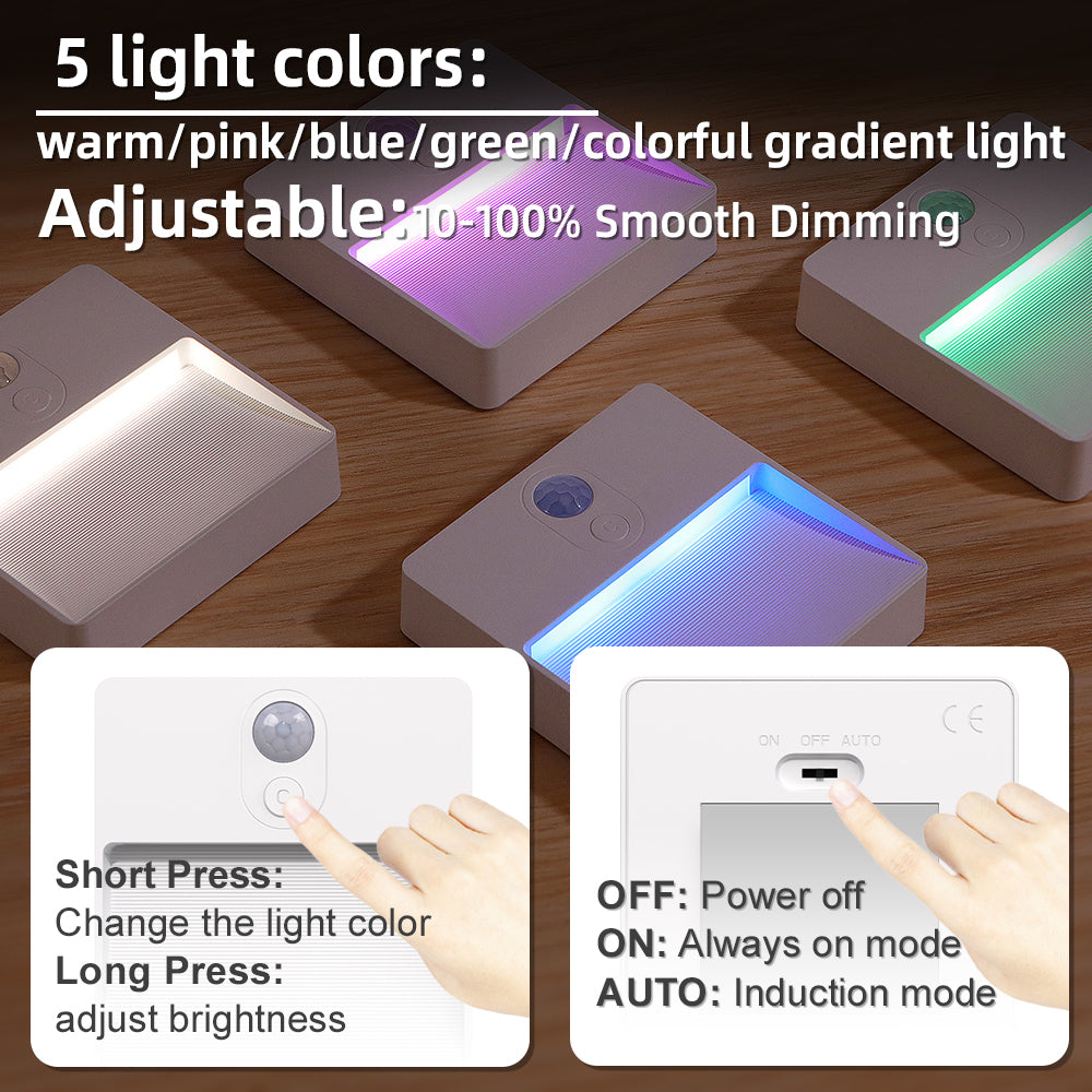 Motion Sensor LED Night Light USB Rechargeable Dimmable Multicolor 78mm x 78mm Image 3