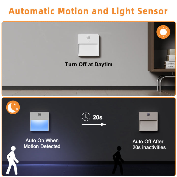 Motion Sensor LED Night Light USB Rechargeable Dimmable Multicolor 78mm x 78mm Image 6