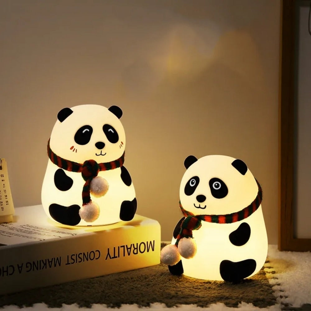 Panda Night Light Silicone Rechargeable Tap Control 7 Color Nursery Lamp 106mm Image 1