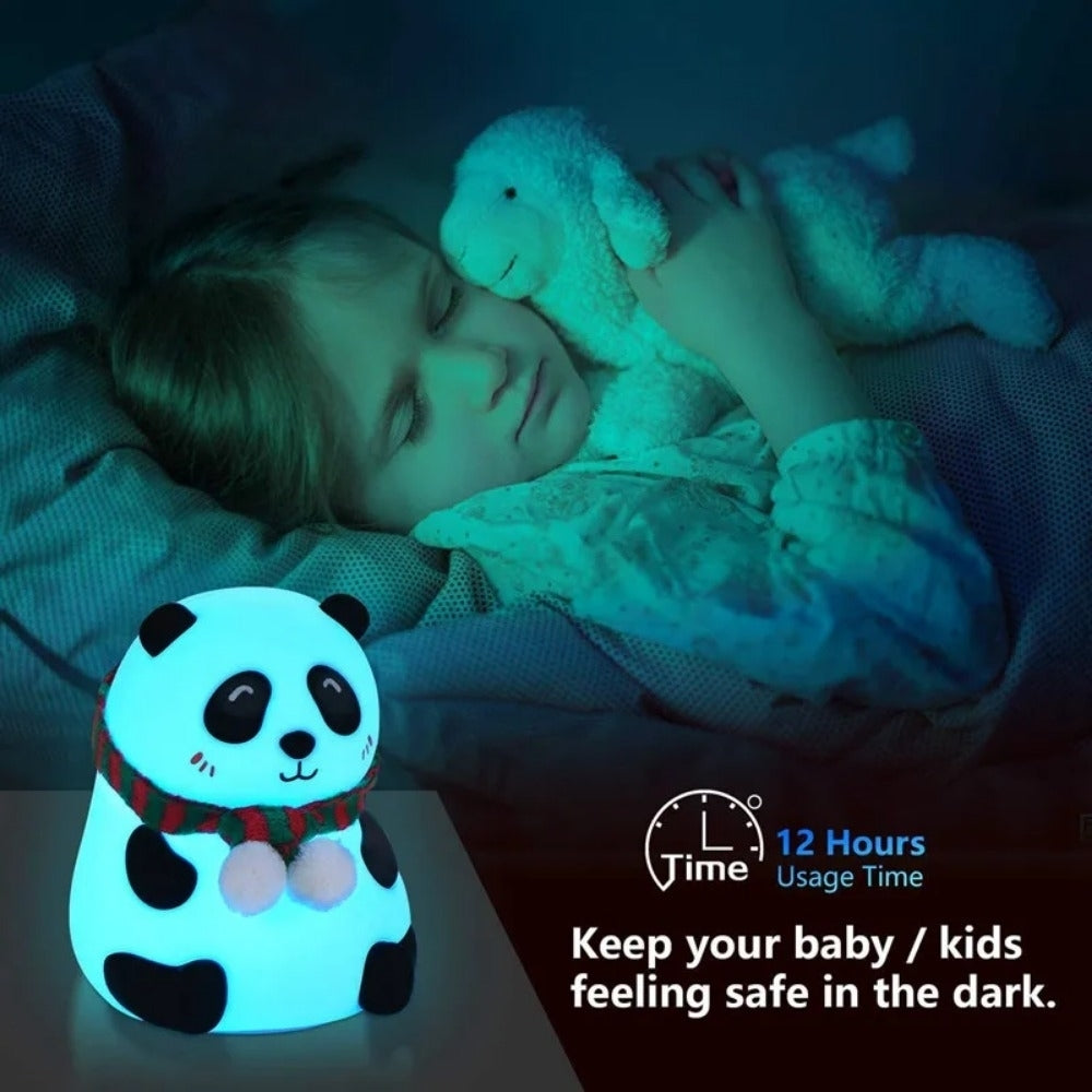 Panda Night Light Silicone Rechargeable Tap Control 7 Color Nursery Lamp 106mm Image 4