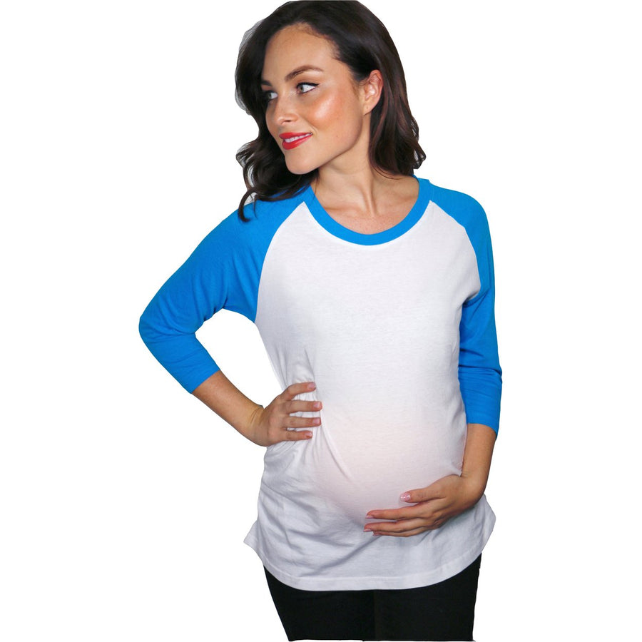 Maternity Raglan Shirt Comfortable 3/4 Long Sleeve Ruched Pregnancy Baseball Top Image 1