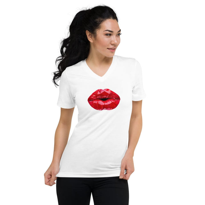 Sarcasmic Unisex V-Neck T-Shirt with Kiss Lips Sizes S-2XL 100% Cotton Soft Tee Image 1