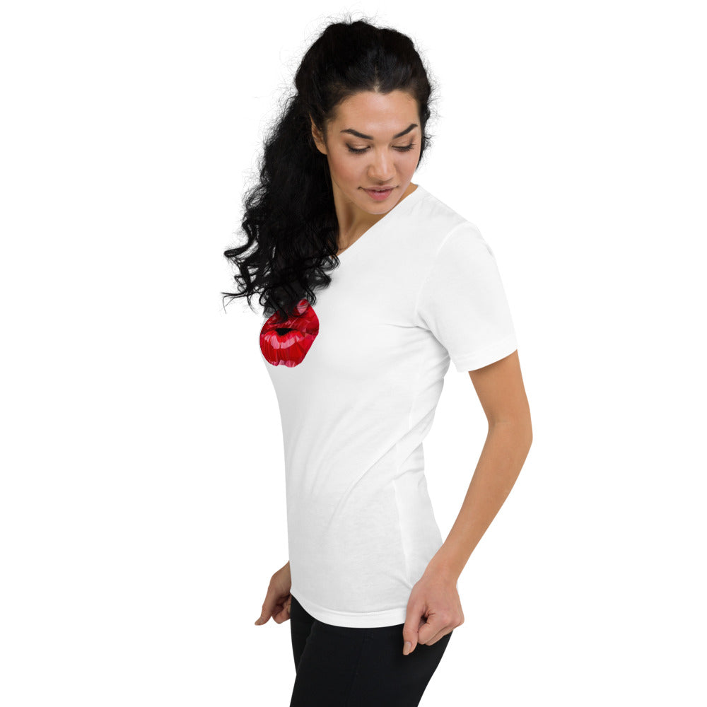 Sarcasmic Unisex V-Neck T-Shirt with Kiss Lips Sizes S-2XL 100% Cotton Soft Tee Image 4