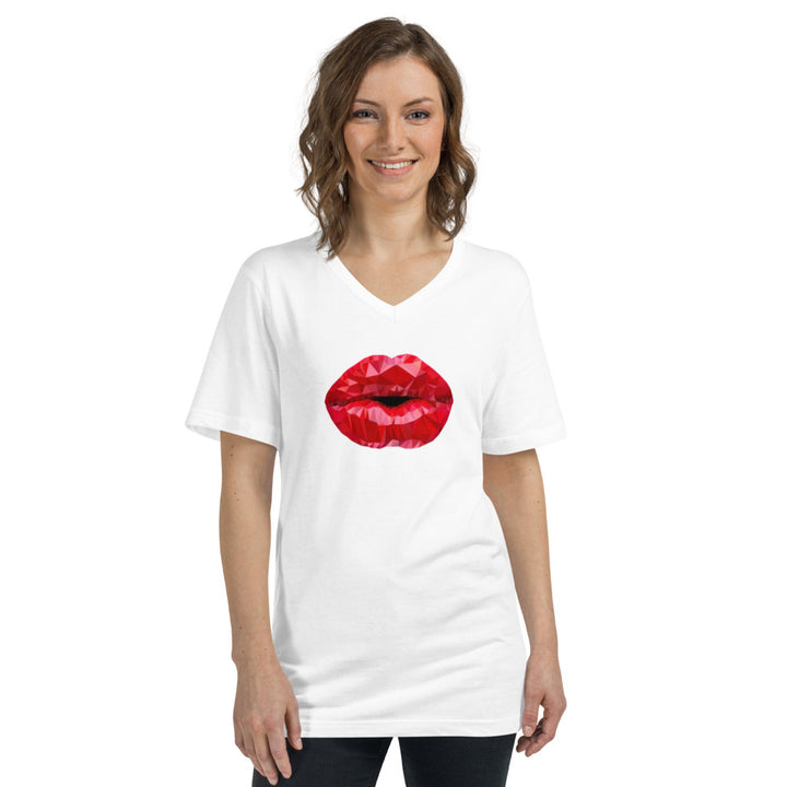 Sarcasmic Unisex V-Neck T-Shirt with Kiss Lips Sizes S-2XL 100% Cotton Soft Tee Image 6