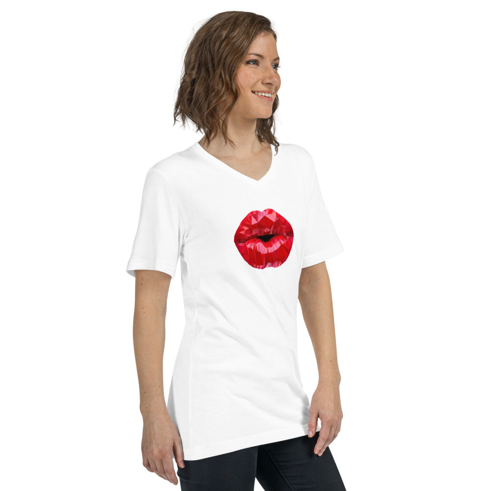 Sarcasmic Unisex V-Neck T-Shirt with Kiss Lips Sizes S-2XL 100% Cotton Soft Tee Image 7