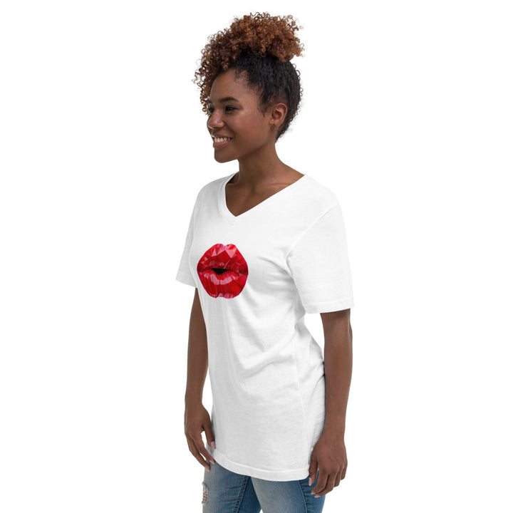 Sarcasmic Unisex V-Neck T-Shirt with Kiss Lips Sizes S-2XL 100% Cotton Soft Tee Image 9