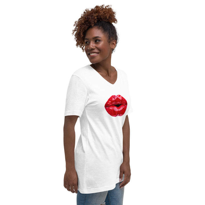 Sarcasmic Unisex V-Neck T-Shirt with Kiss Lips Sizes S-2XL 100% Cotton Soft Tee Image 10