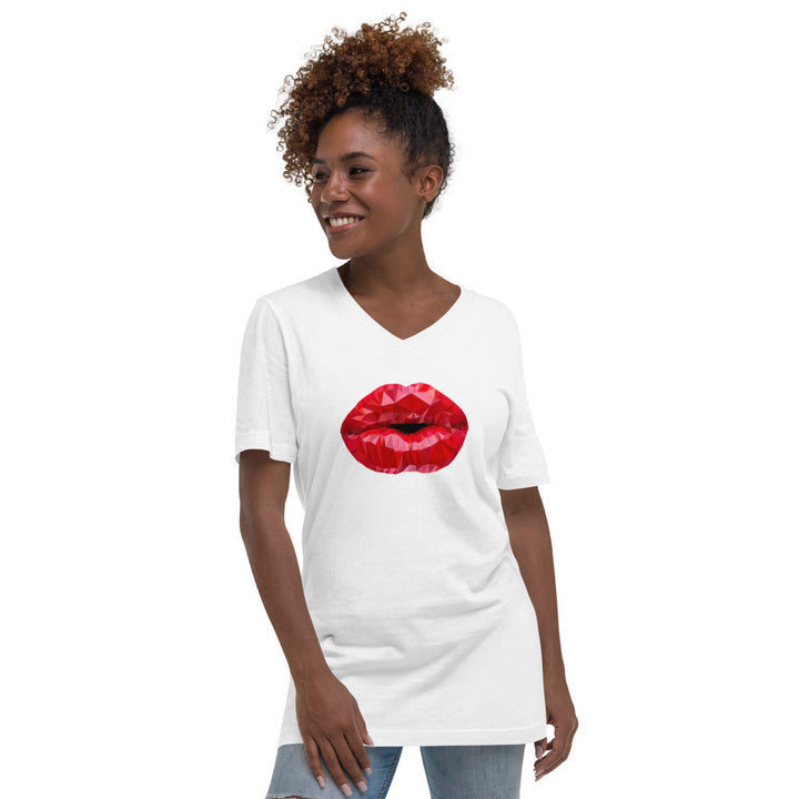 Sarcasmic Unisex V-Neck T-Shirt with Kiss Lips Sizes S-2XL 100% Cotton Soft Tee Image 11