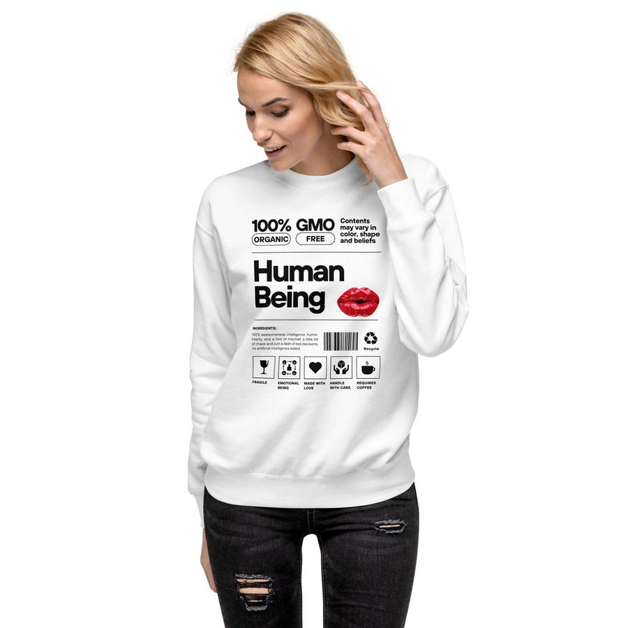 Sarcasmic Human Unisex Sweatshirt White Premium Fabric Soft Fleece Casual Wear Image 1