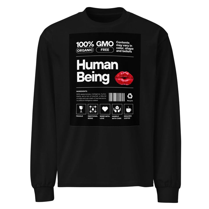 Sarcasmic Human Premium Heavyweight Long Sleeve Tee (Black) Image 1