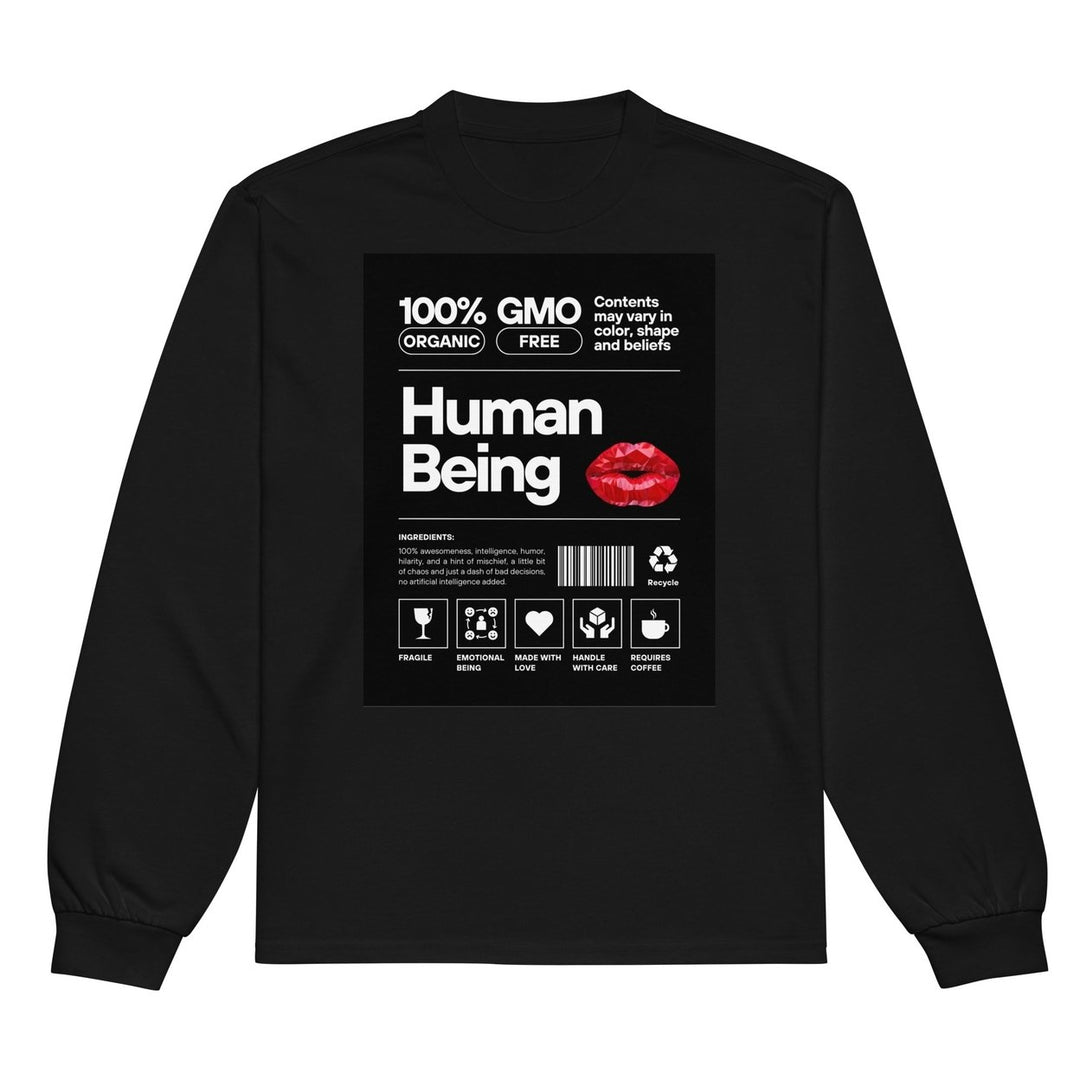 Sarcasmic Human Premium Heavyweight Long Sleeve Tee (Black) Image 4