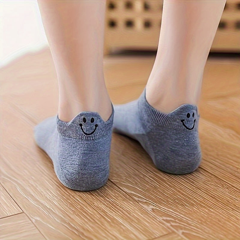 10 Pairs Cute Smiling Face Socks Soft and Comfort Breathable Low Cut Ankle Socks Womens Stockings and Hosiery Image 7