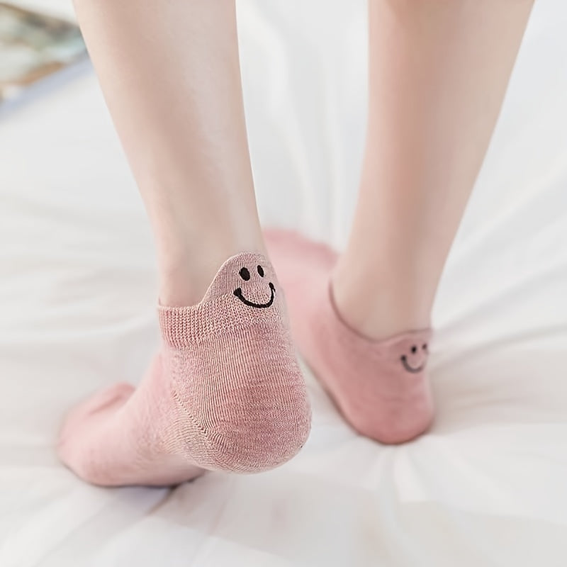 10 Pairs Cute Smiling Face Socks Soft and Comfort Breathable Low Cut Ankle Socks Womens Stockings and Hosiery Image 8