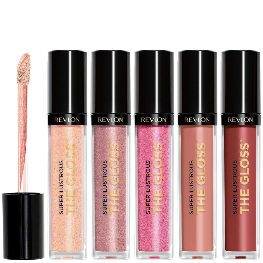 REVLON Lip Gloss Set Super Lustrous 5 Piece Gift Set Non-Sticky High Shine Cream and Pearl Finishes Image 1