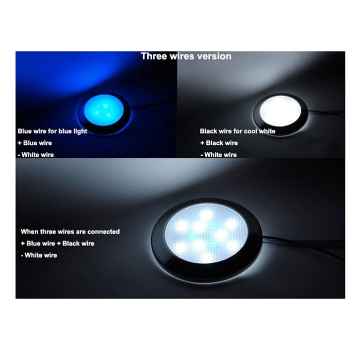 12V 3in Black LED Ceiling Dome Light Opal Ultra Slim Cool White Blue RV Lighting Image 4