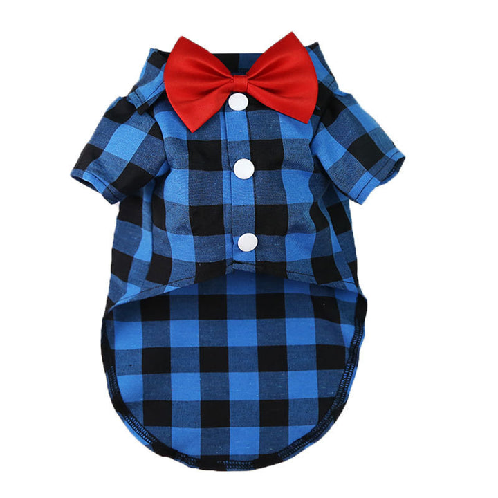 Pet Clothes Dogs Plaid Shirt Vest Small Medium Pet Costume Wedding Dress Image 7