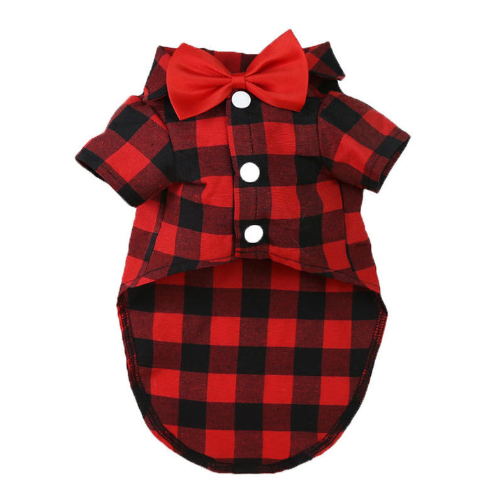 Pet Clothes Dogs Plaid Shirt Vest Small Medium Pet Costume Wedding Dress Image 8