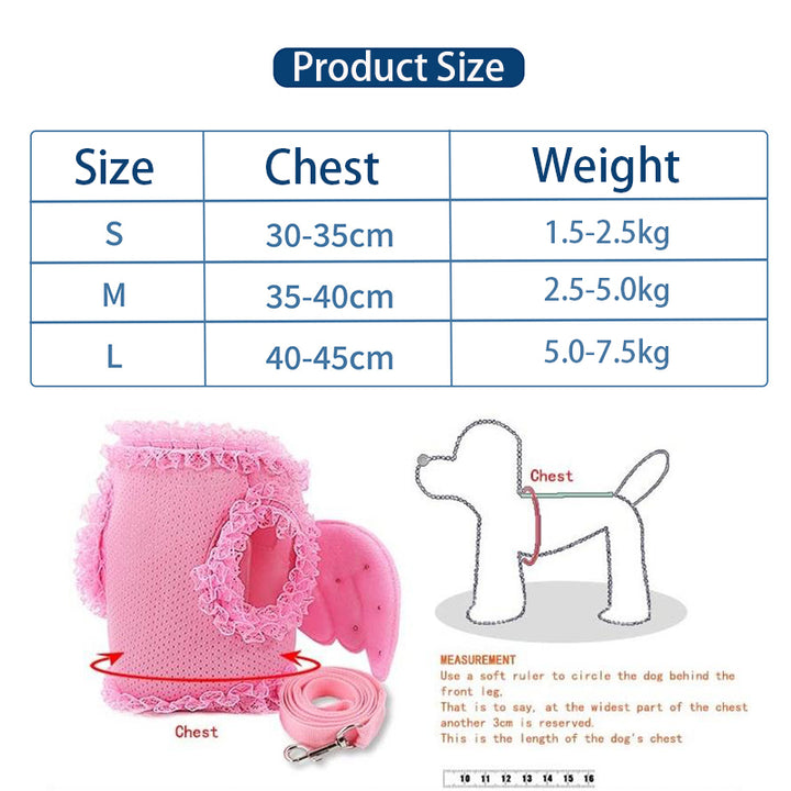 Cute Angel Wings Dog Harness Breathable Mesh Leash Set Small Dog Puppy Spring Summer Image 4