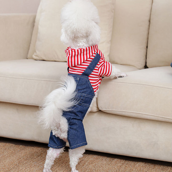 Jean Dog Hoodies Striped Plaid Small Medium Dogs Cats Casual Clothing Outfits Image 3