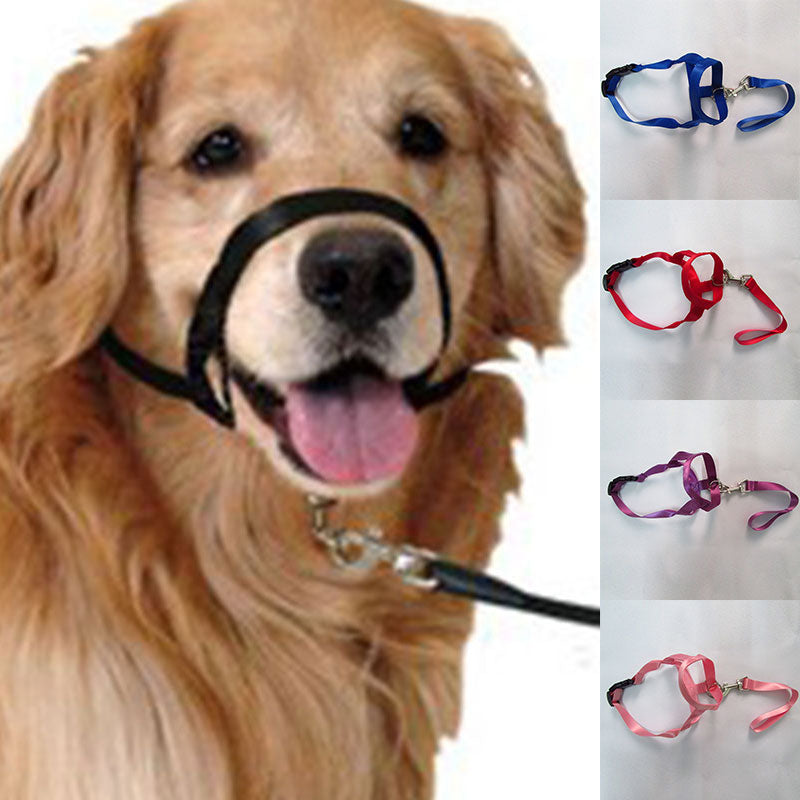 Adjustable Nylon Dog Muzzle Anti-Bark Bite Training Head Collar Size S-2XL Image 2