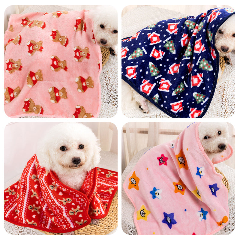 Plush Dog Cat Blanket Mat Coral Fleece Breathable Soft Warm Pet Sleeping Supplies Image 2