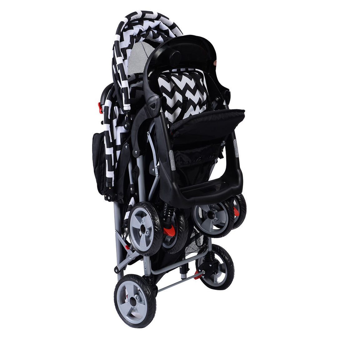 Foldable Twin Baby Double Stroller Kids Jogger Travel Infant Pushchair Black Image 4