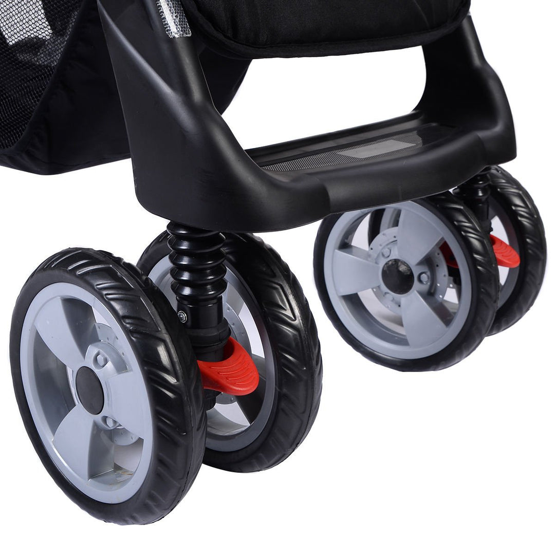 Foldable Twin Baby Double Stroller Kids Jogger Travel Infant Pushchair Black Image 9