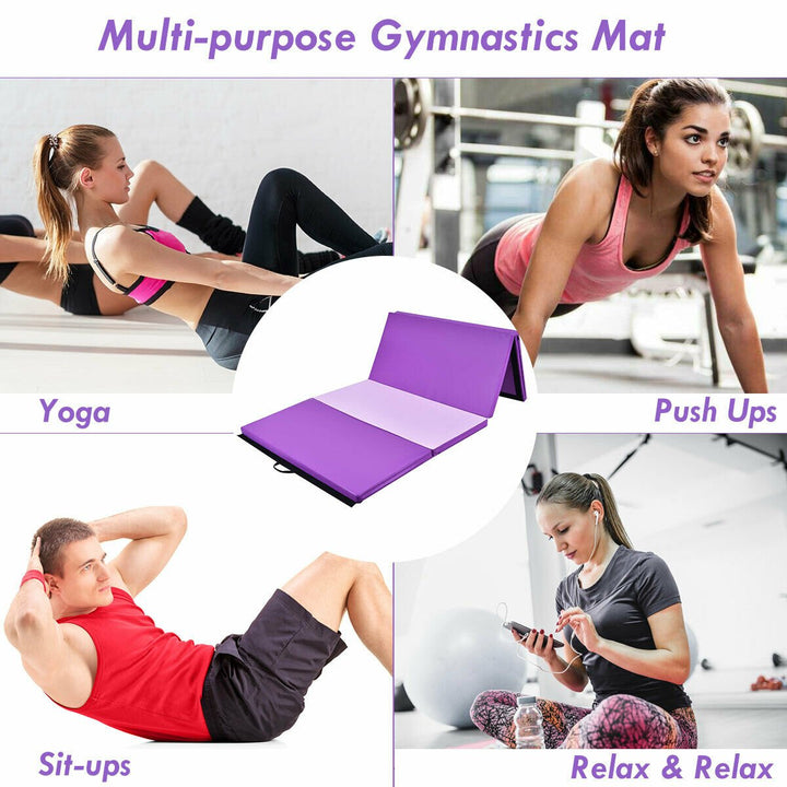 4x8x2 Gymnastics Yoga Mat Thick Folding Panel Gym Purple/Pink Image 2