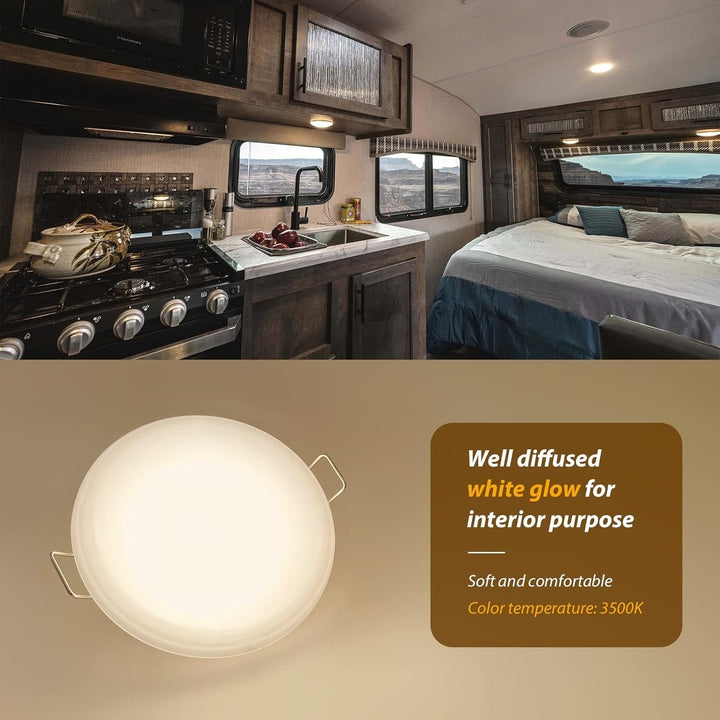 4 Pack 12V DC 3.5 Inch LED Ceiling Lights Warm White Recessed Mount RV Boat Image 4