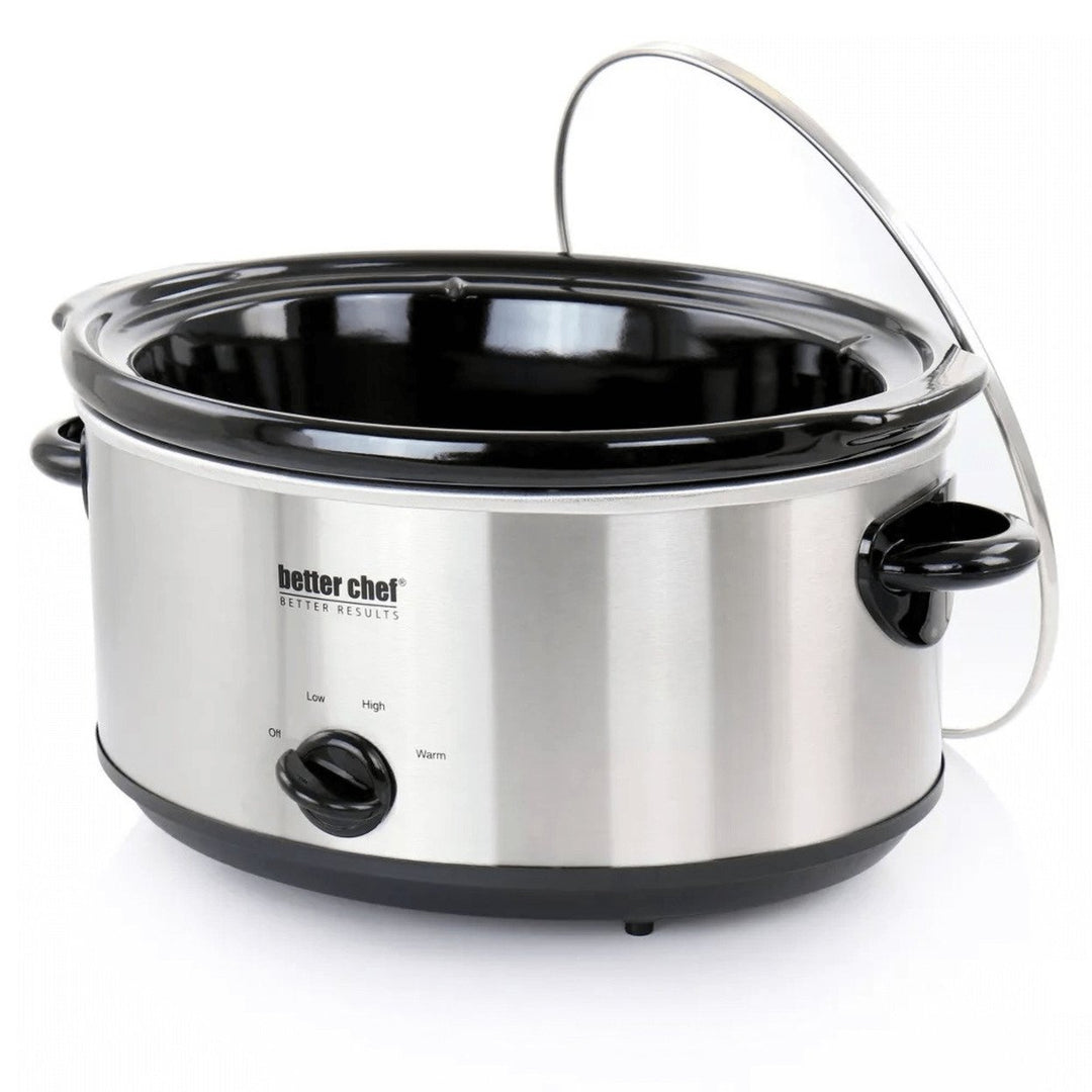 Better Chef 6 Quart Stainless Steel Slow Cooker Removable Stoneware Crock IM-469S Image 2