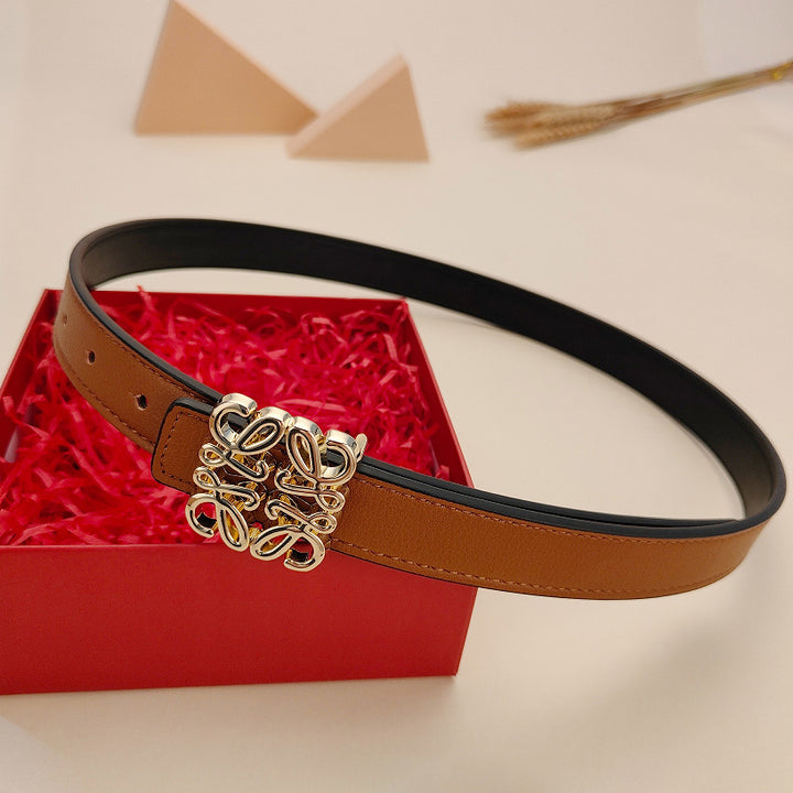 Fashion Women Geometric Metal Buckle Leather Belt Image 6