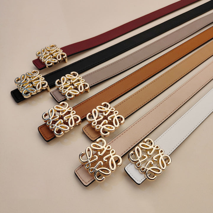 Fashion Women Geometric Metal Buckle Leather Belt Image 8