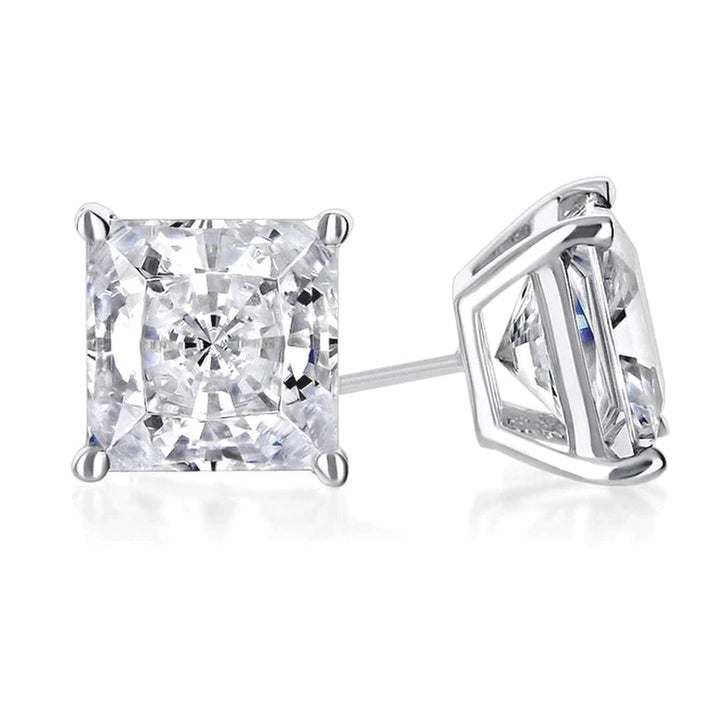 14K White Gold Created White Sapphire 7mm Princess Stud Earrings for Women Image 1