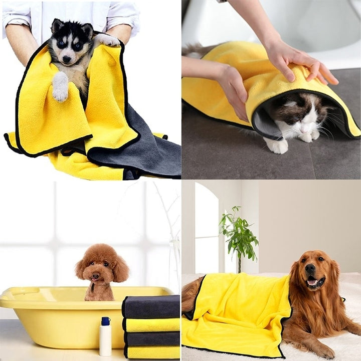 Quick Drying Absorbent Dog and Cat Towels Soft Fiber Pet Bath Towels 30 to 60CM Image 2