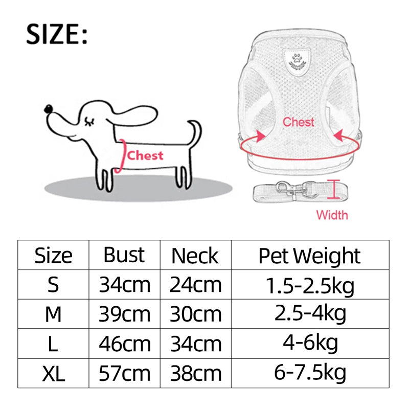 Adjustable Dog Cat Harness Vest Leash Reflective Soft Mesh for Small Medium Pets Image 4