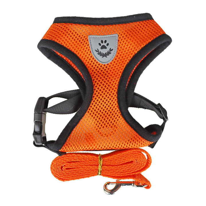 Adjustable Dog Cat Harness Vest Leash Reflective Soft Mesh for Small Medium Pets Image 1