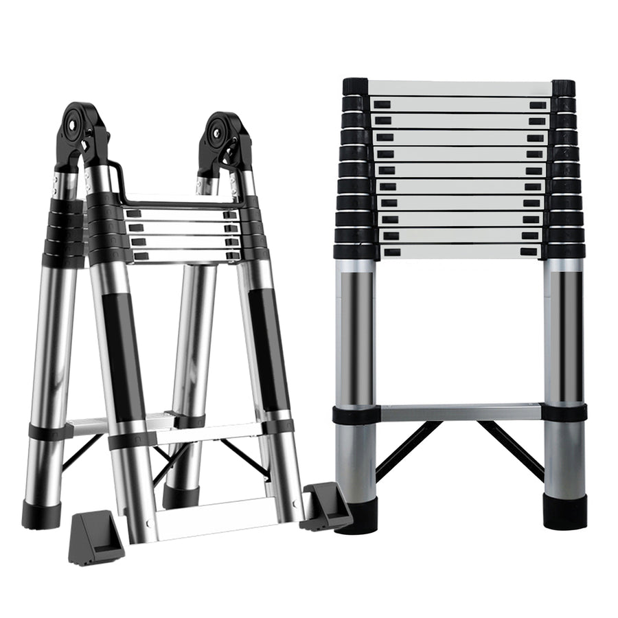 Telescoping Extension Ladder Stainless Steel Folding Ladder with Locking Mechanism Multi-Purpose Collapsible Ladder 330 Image 1