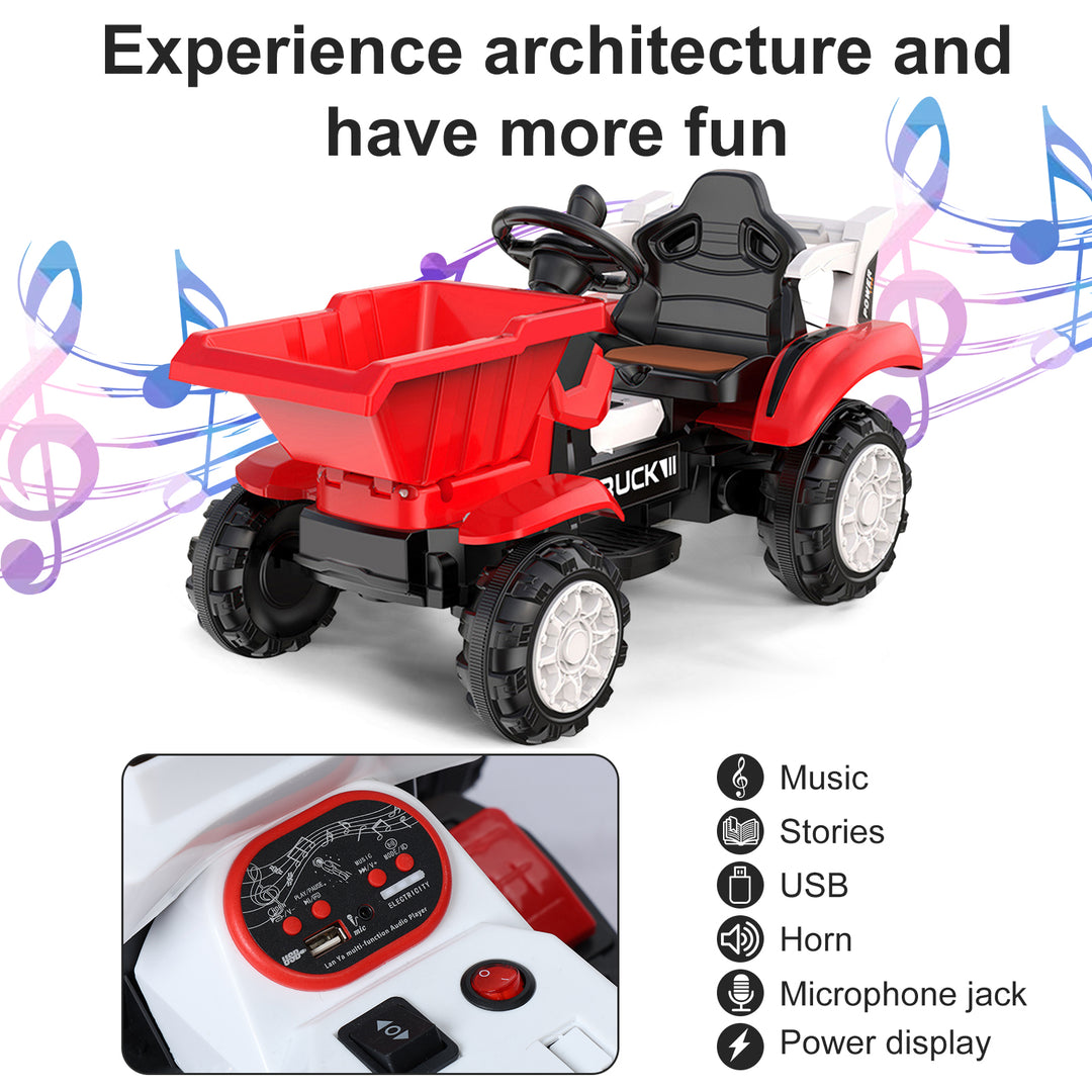 Ride on Bulldozer Battery Powered Digger Forward and Backward Front Loader Bucket Music Player Electric Construction Image 11