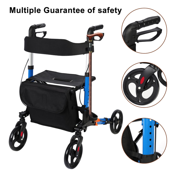 Rollator Walker for Seniors with Storage Bag Upgraded Thumb Press Button for Height Adjustment Folding Lightweight Image 3